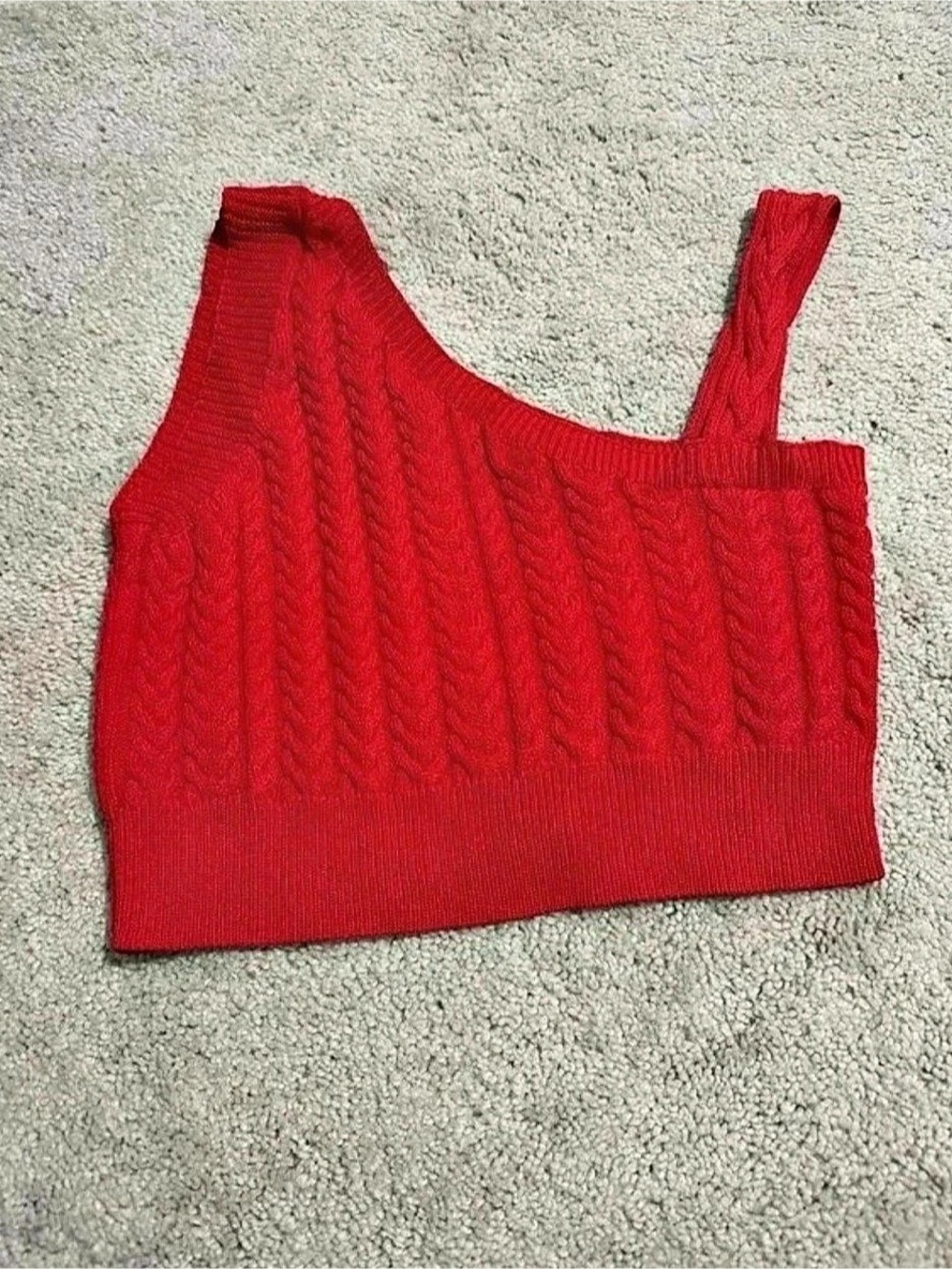Red Cable Knit Crop Top